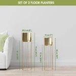 Regal Hammered Metal Planter With Tall Stand - Set Of 2 - Image 3