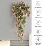 Faux Pink Flower Vine With Metal Wall Stand - Image 2