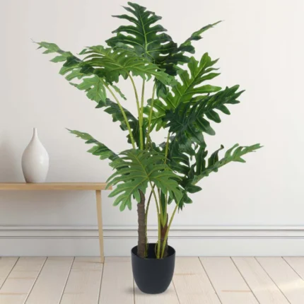 Faux Lush Philodendron Plant With Pot - 4 Feet