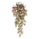 Faux Pink Flower Vine With Metal Wall Stand - Image 4